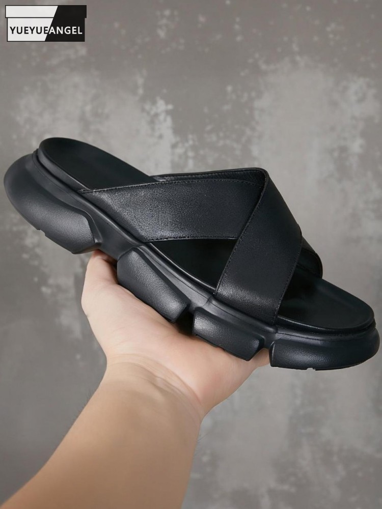 Men Shoes Size Chart - Pantofole in tinta unita con plateau