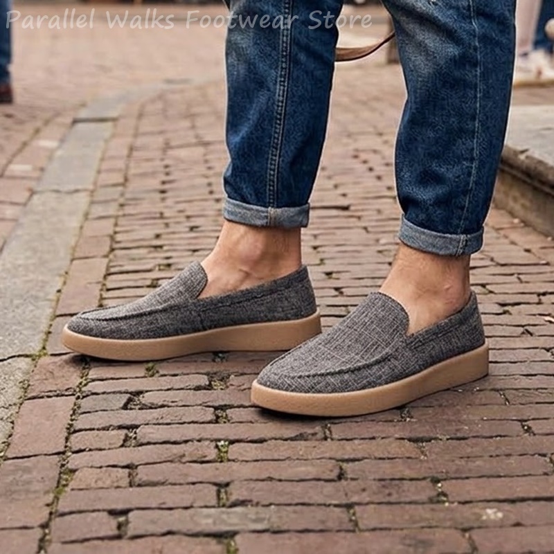 Boat Shoe Leather - Mocassini Slip-On in Tela da Uomo,